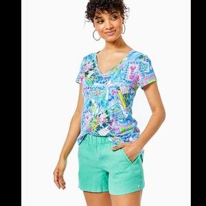 Lilly Pulitzer 4" Lilo Linen Short Gustavia Green  Size S